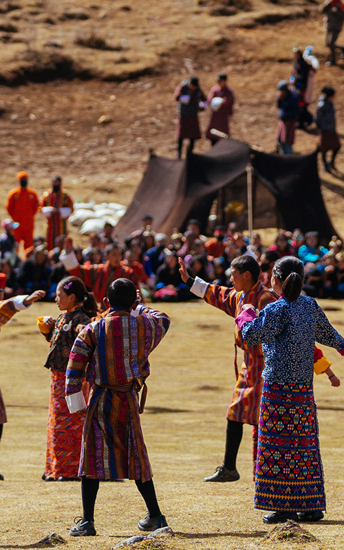 Bhutanese people in traditional dress